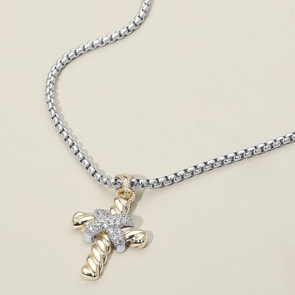 14K Gold Plated, Two Tone, CZ Cubic Zirconia